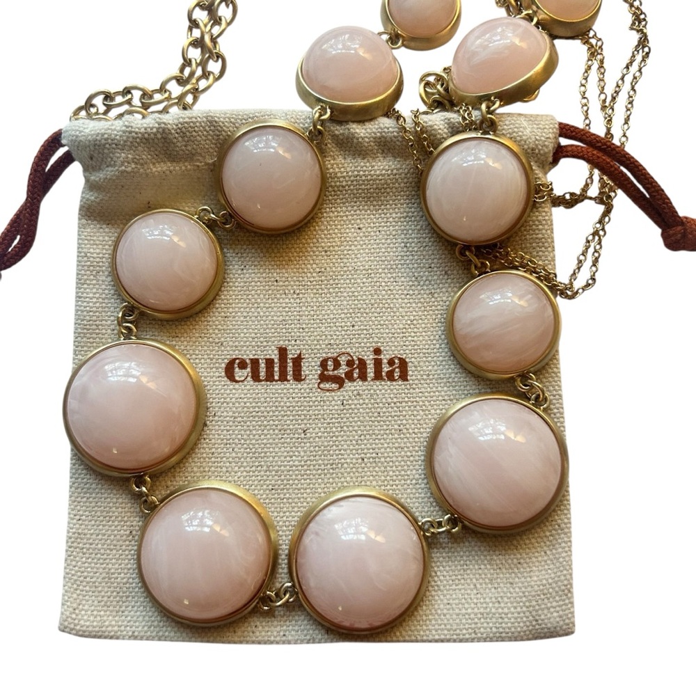 Cult Gaia Bijan Body Chain Pink Acrylic Brass Statement Jewelry OS